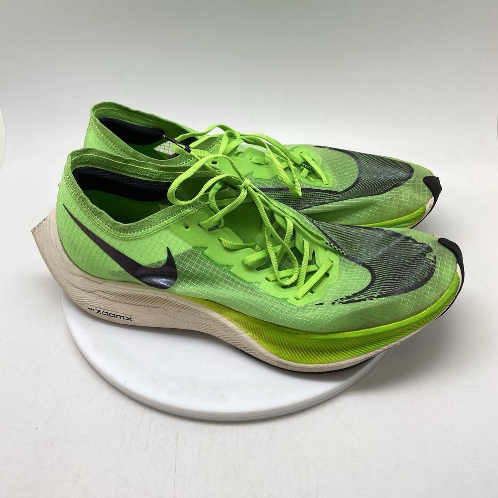 Nike ZoomX Vaporfly Next% Mens Size 11.5 Green Athletic Running Shoes Sneakers